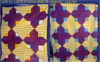 2pc Vintage quilt, bedspread, matching 80x65 90x74