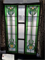 Large 50x34 stained glass window 2 cracks