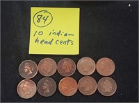 10 old US indian head cents pennies