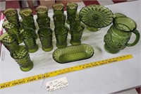19pc Indiana Glass Anchor Hocking forest green
