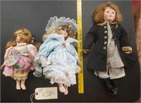 3 nice quality toy porcelain dolls