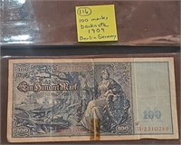 1909 Germany bank note 100 marks