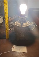 Ornate antique brass electrified oil lamp