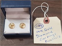 14k gold pinwheel diamond earrings