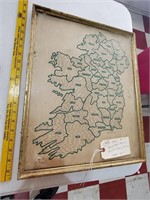 1963 map of Ireland Irish Intl Airlines 21x17