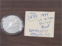 1995 US Silver dollar proof Atlanta GA olympics