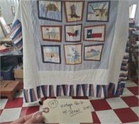Vintage quilt w Texas icons appx 86x96