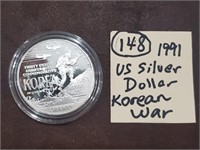 1991 US Silver dollar Korean War commemmorative
