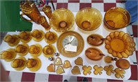 Huge lot 44pc amber depression glass