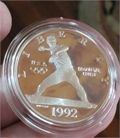 1992 US silver dollar baseball olympics Nolan Ryan