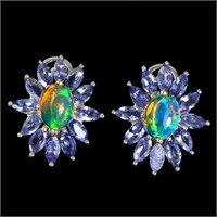 Natural Ethopian Opal & Tanzanite Earrings