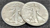 (2) Walking Liberty Half Dollars 1942-P&S AU
