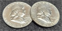 (2) Franklin 1963-P&D Half Dollars AU