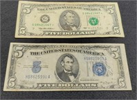 (2) $5 Notes: 1934 Silver Certificate