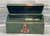 16x9x8" Park Vintage Metal Toolbox W Tray