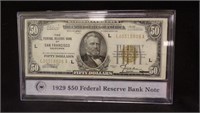 1929 $50 FEDERAL RESERVE BANK NOTE IN HOLDER