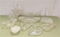 PATTERN GLASS ITEMS-HANDLED ETCHED BASKET