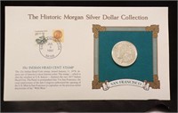 1887 & 1921 MORGAN SILVER DOLLARS AND STAMPS