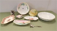 (3) HAND PAINTED NIPPON BOWLS, CELERY DISHES