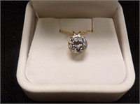 14K GOLD CHAIN & SETTING WITH CZ STONE