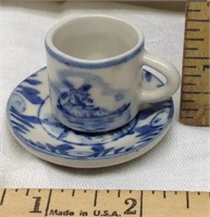 F7) HANDPAINTED DELFIS? SMALL/MINI CUP & SAUCER