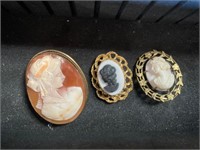 Vintage cameo brooches