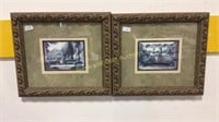 Two Matching Prints in Ornate Frames