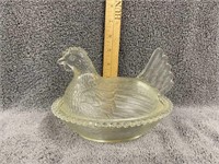 Vintage Clear Glass Nesting Hen