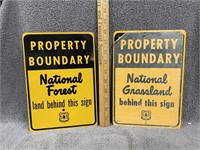 Pair of National Forest Service Boundary Signs