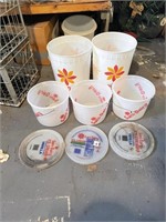 LOT OF SANI-DAIRY ICE CREAM CONTAINERS AND BUCKETS