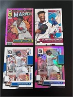 Ronald Acuna lot of 4 cards including pink marvels