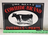 Cowhide Overalls porcelain sign
