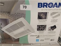 Broan 80 CFM bathroom ventilation fan