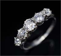 Antique five stone diamond platinum ring