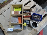Assorted Boxes of Dynabolts, Nails & Hoseclamps