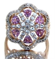 14kt Rose Gold 2.35 ct Pink-White Sapphire Ring