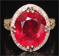 14kt Gold 13.08 ct Ruby & Diamond Ring