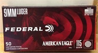Of) 9MM 115 GR FEDERAL AMMO 50 ROUNDS