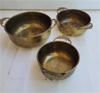 Brass pots.  8", 6½" & 5¾".