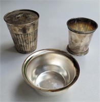 Small silver plated candle holder and dish