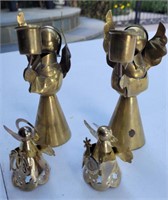 Brass angel candle holders and dec
