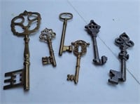 Brass and pewter decorative keys