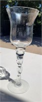 Glass candle holder. 12½". Chipped.