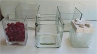 Square glass containers.