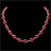 14k Gold 54.00ct Ruby & 2.00ct Diamond Necklace