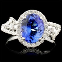 14K Gold 2.20ct Tanzanite & 0.48ctw Diamond Ring