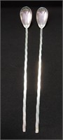 2 STERLING SILVER COCKTAIL STIRRERS - MARKED