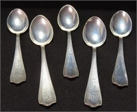 SET OF 5 STERLING SILVER SPOONS - ALVIN MFG. CO.
