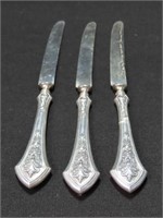 3 STERLING HANDLE BUTTER KNIVES