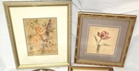 Floral tapestry with hanger & 5 small framed...